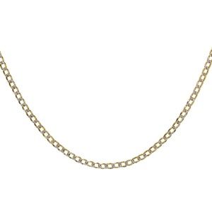 Curb Link 18K Gold Over Silver Solid Chain